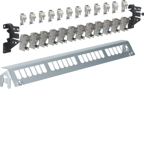 1St. Hager FZ24MM Patch-Panel 24-fach (E-Dat) inkl. 12xRJ45 Module f.Hutschiene o.geschraubt
