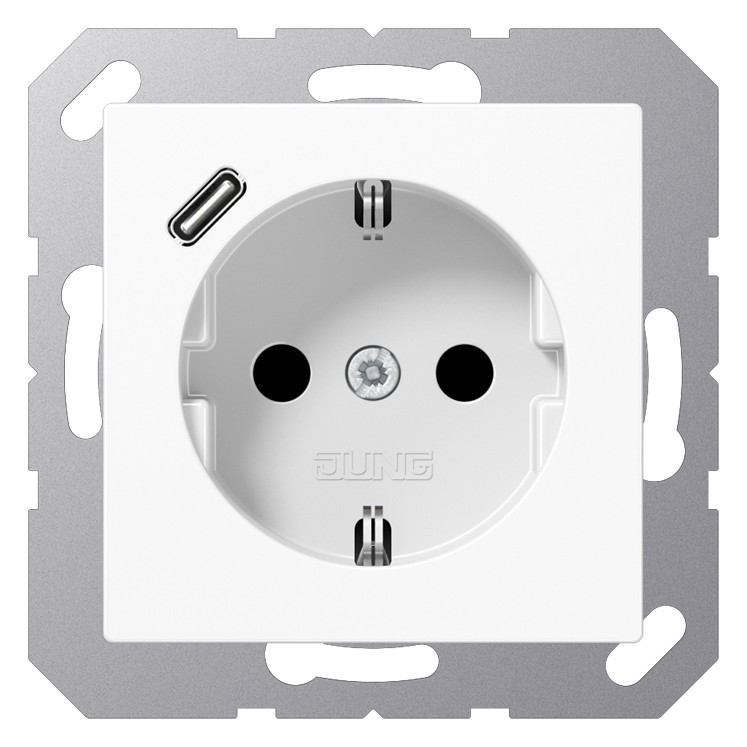 1St. Jung A1520-18CWW SCHUKO-Steckdose mit USB Typ C, alpinweiß glänzend 1St. Jung A1520-18CWW  Steckdose mit USB Typ C, alpinweiß glänzend