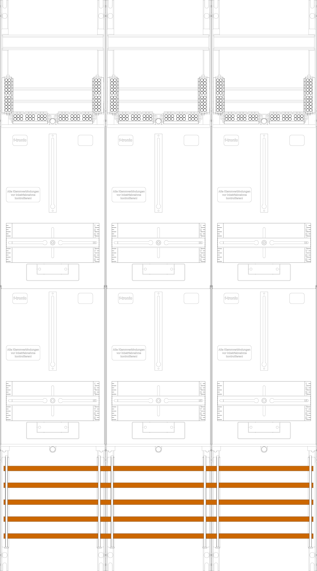 1St. F-Tronic Z316 Zählerfeld Z316, 3-feldrig, H=1350mm, 6-3.HZ 7143312