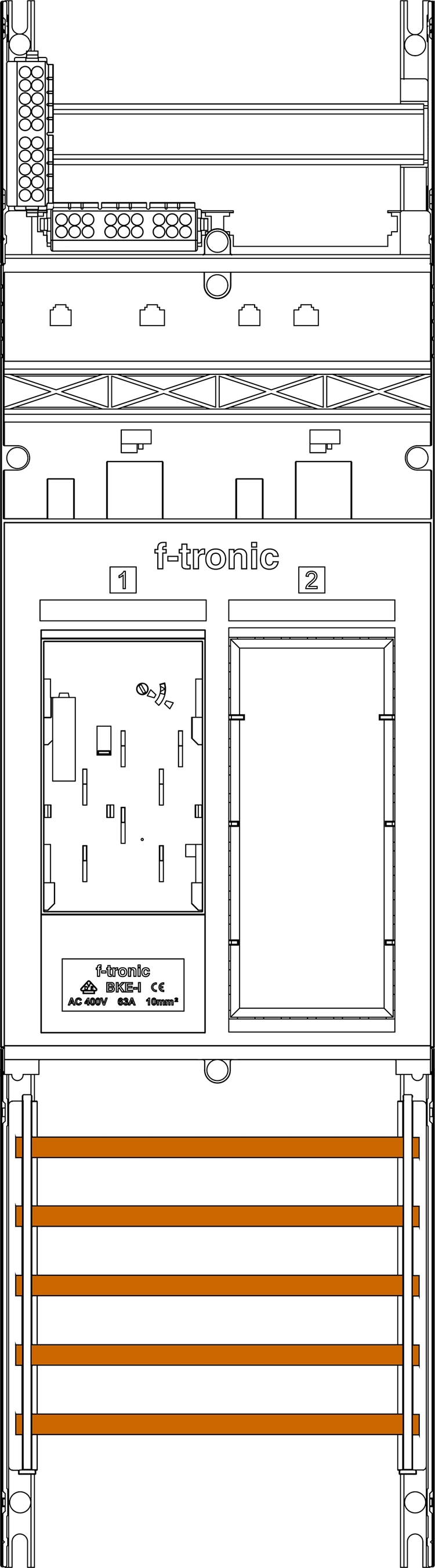 1St. F-Tronic ER5 Zählerfeld ER5, 1-feldrig, H=900mm, 1-eHZ, 1 Res. 7140140