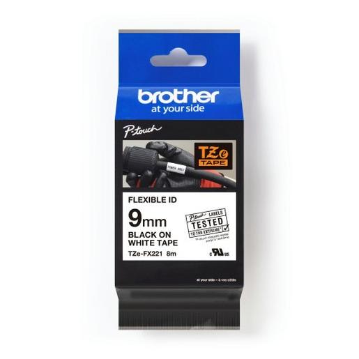 1St. Brother TZeFX221 Schriftbandkassette, TZe, laminiert, 9 mm x 8 m, schwarz auf weiß