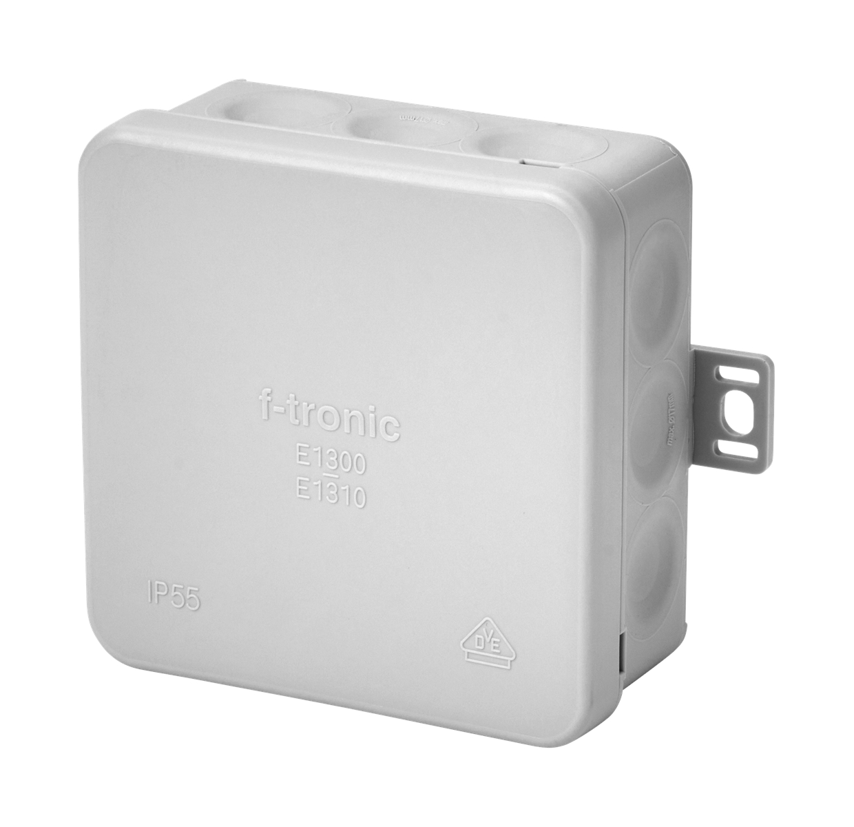 10St. F-Tronic E1300gr FR Abzweigkasten E1300gr, 85x85x37mm, IP55, gr/gr, mit Durchstoßmembran 7340470