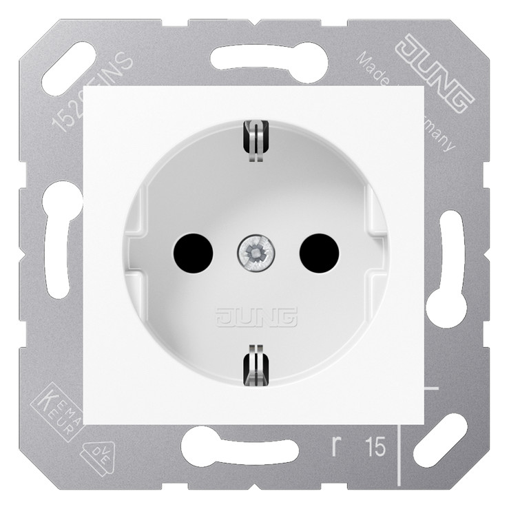 1St. Jung CD5120BFKIWW Steckdose 16A  250V Berührungsschutz 50 x 50 mm bruchsicher für Klappdeckel CD 5120 BFKI W