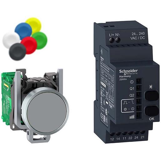 1St. Schneider Electric XB4RFA02 Kombipaket, Funkdrucktaster, Empfänger, programmierbar, Metall, Ø22mm, 24-240V ACDC, 10 farbiges Kappenset 1St. Schneider Electric XB4RFA02 Kombipaket, Funkdrucktaster, Empfänger, programmierbar, Metall, Ø22mm, 24-240V ACDC, 10