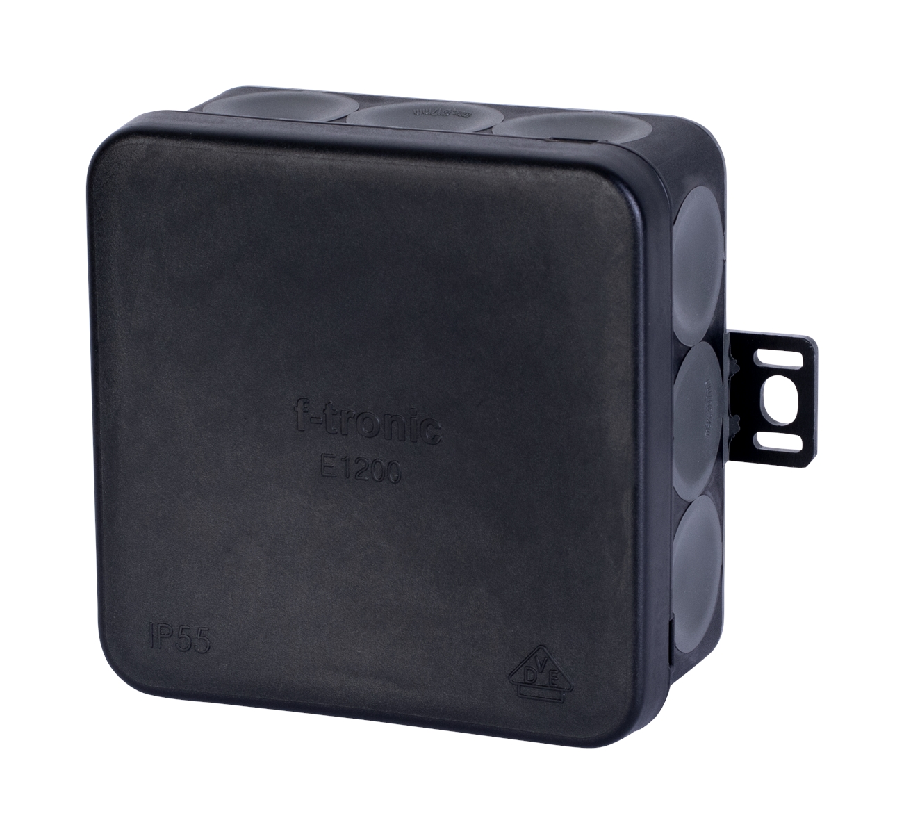 10St. F-Tronic E1200sw FR Abzweigkasten E1200sw, 80x80x37mm, IP55, sw/gr, mit Durchstoßmembran 7340165