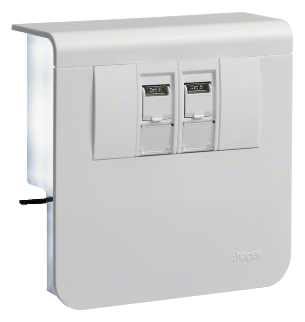 1St. Hager SL200809079016 Geräteträger 2xCat.6A SL 20x80 vweiß