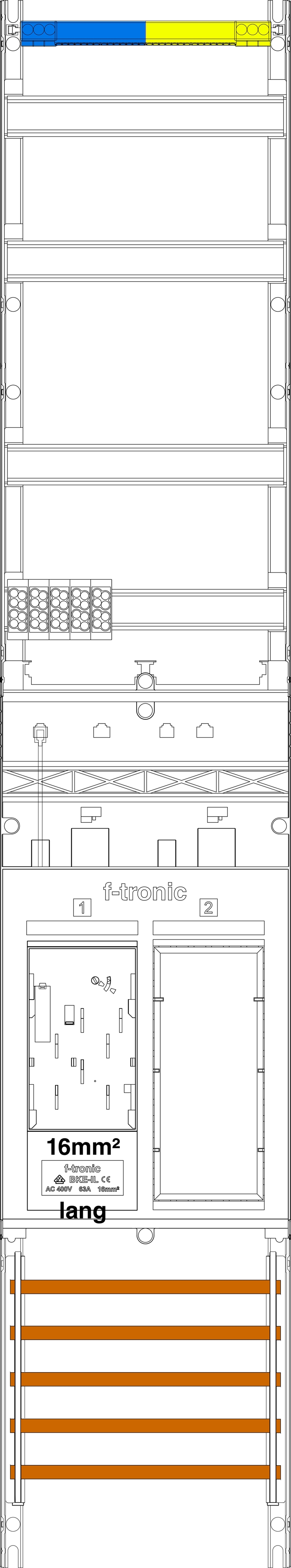 1St. F-Tronic ER9DS-16L Zählerfeld ER9DS-16L,1-feldrig, H=1350mm, 1-eHZ 16mm² lange, Kabel mit DS, 1 Res. 7143155