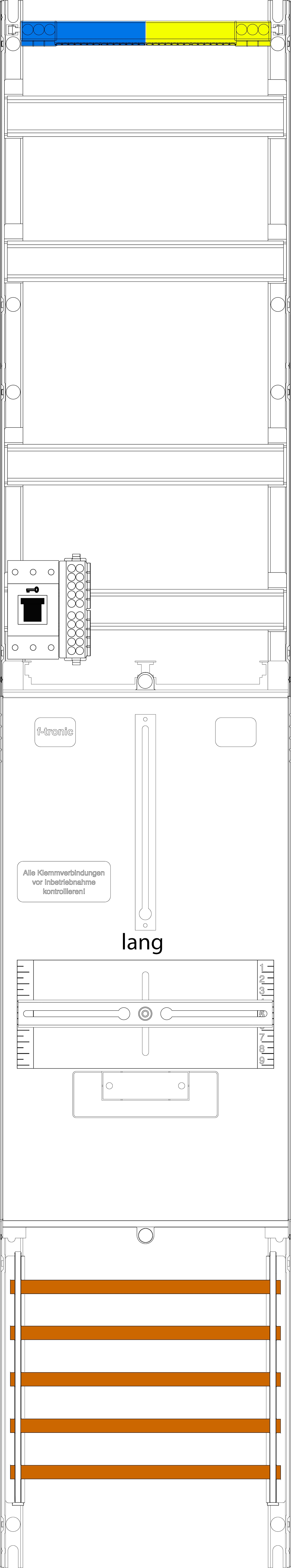 1St. F-Tronic VZ6L-HSS Zählerfeld VZ6L-HSS, 1-feldrig, H=1350mm, 1-3.HZ lange Kabel, 1 HSS, Vert. 2r 7143401