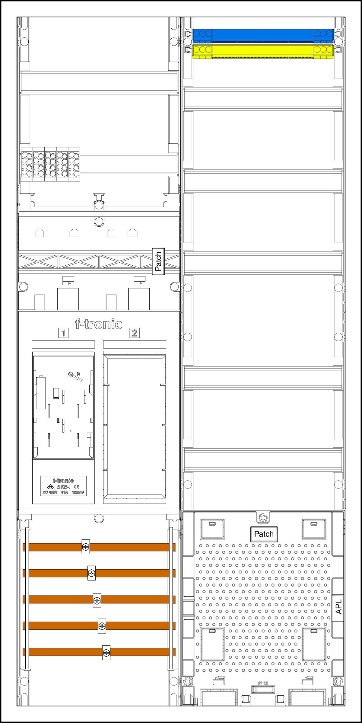1St. F-Tronic EHZ721APZODS-16 EHZ721APZODS-16, 1 ZP 16mm², 1 R, 1 VAPZ inkl. APL, 2 PPV, 1 PL150 7195201