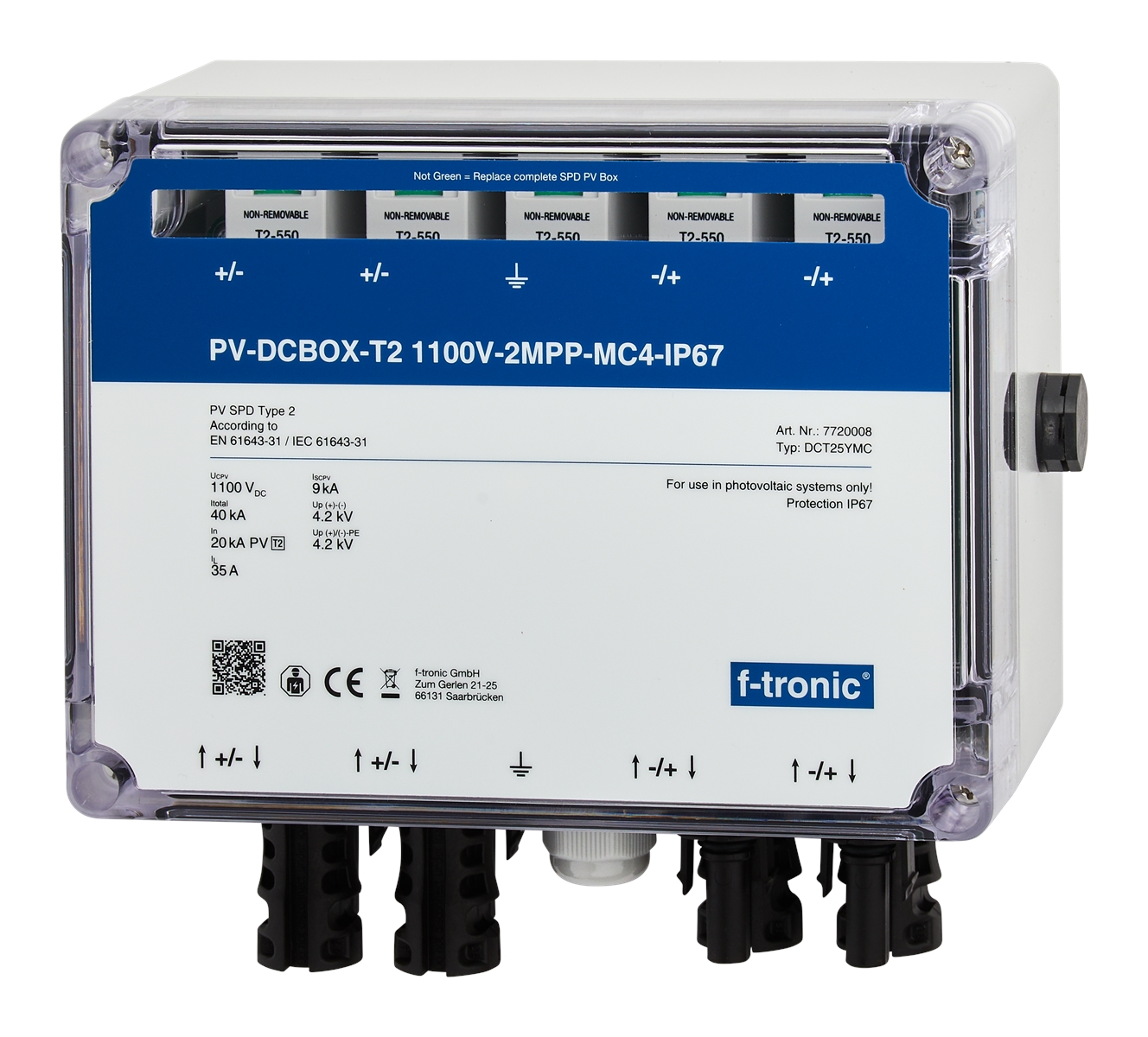1St. F-Tronic DCT25YMC PV-DCBOX-T2 1100V-2MPP, MC4-IP67, DCT25YMC 7720008