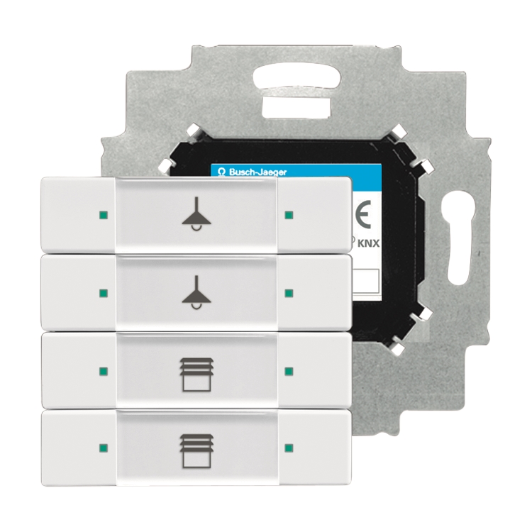 1St. Busch-Jaeger 6127/01-84 Bedienelement, 4-fach, mit beiliegendem Busankoppler Busch-Installationsbus KNX studioweiß...