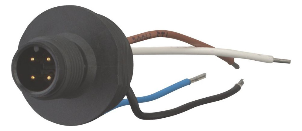 1St. Eaton 266135 Einbaustecker M12, A-kodiert, +Durchführung, M20, IP66, 250V, 4A M12A