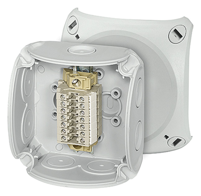 1St. Hensel RK 0207 T Reihenklemmenkasten 1,5-2,5 qmm, 7 Klemmen WKM, mit Außenlaschen 62000173 RK0207T