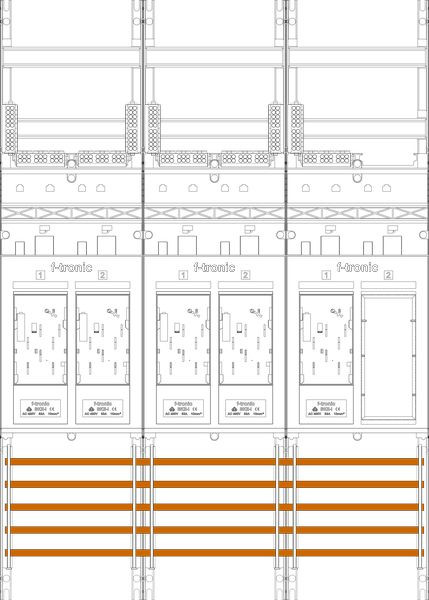 1St. F-Tronic E216ER6 Zählerfeld E216ER6, 3-feldrig, H=1050mm, 5-eHZ, 1 Res. 7141021