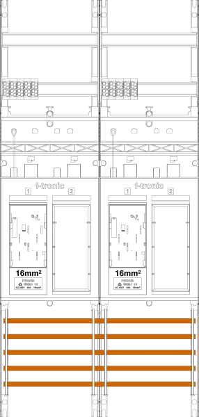 1St. F-Tronic ER26DS-16 Zählerfeld ER26DS-16,2-feldrig, H=1050mm, 2-eHZ 16mm² mit DS, 2 Res. 7141156