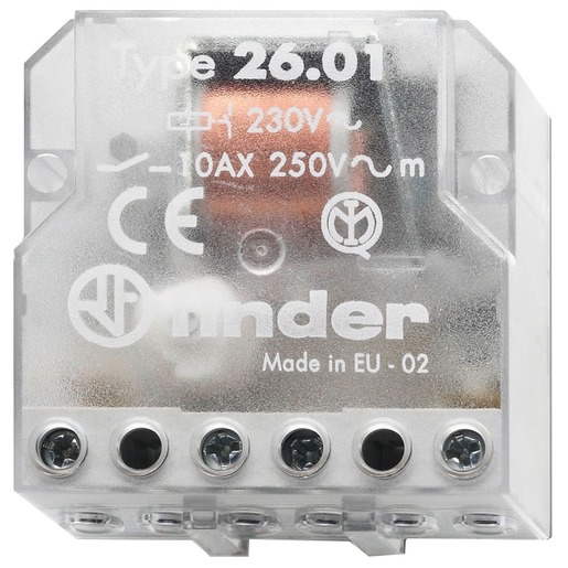 1St. Finder 260182300000 Stromstoßschalter für Chassis oder UP-Dose, 1 Schließer 10 A, Aus/An, für 230 V AC 26.01.8.230.