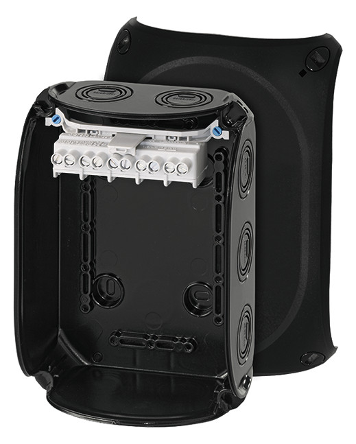 5St. Hensel KF 1006 B Kabelabzweigkasten 2,5-6 qmm 3ph., 10 qmm 1ph., 5pol., schwarz 62000060 KF1006B