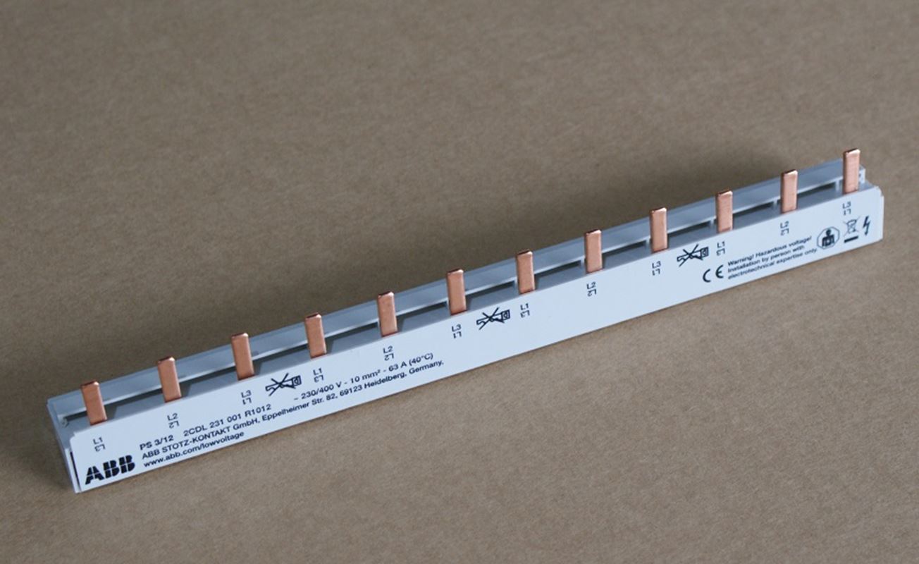 1St. ABB PS3/12 2CDL230001R1012 Phasenschiene 12TE 3polig * Stiftanschluss PS 3/12 ablängbar
