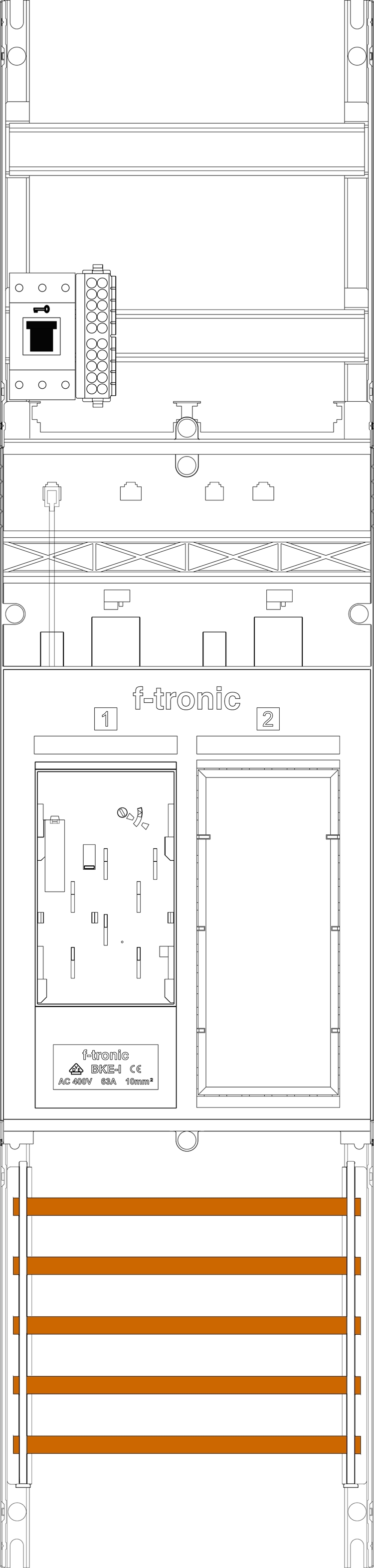 1St. F-Tronic ER6DS-HSS Zählerfeld ER6DS-HSS,1-feldrig, H=1050mm, 1-eHZ mit DS, 1 HSS, 1 Res. 7141250