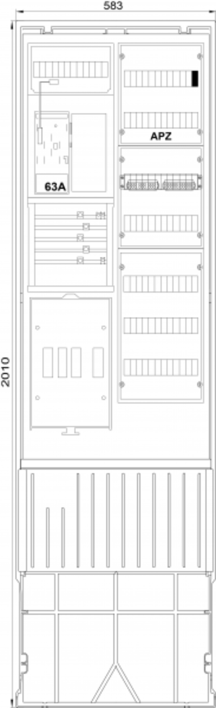 1St. F-Tronic ZSA202-2-ZK-APZ-HO Zähleranschlusssäule 2-feldrig, H=2010mm, 3.HZ, ohne Haube, ZSA202-2-ZK-APZ-HO 7160132