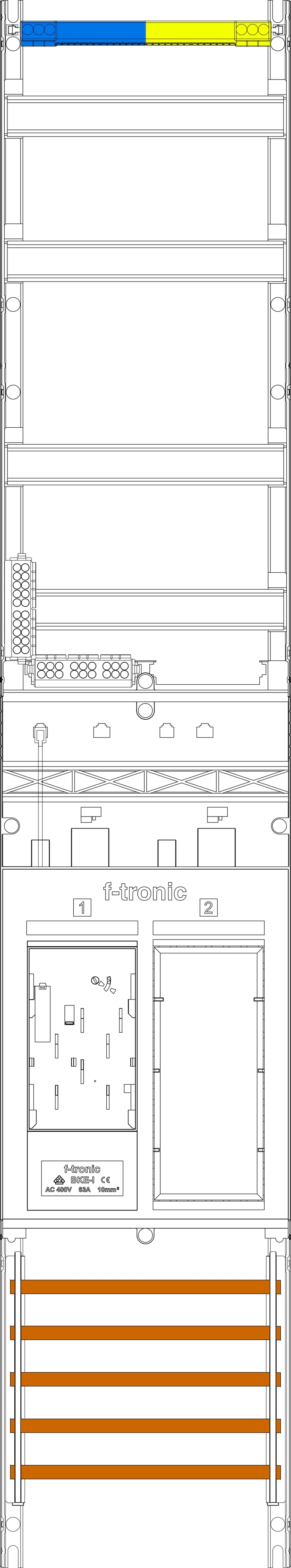 1St. F-Tronic ER9DS Zählerfeld ER9DS, 1-feldrig, H=1350mm, 1-eHZ mit DS, 1 Res. 7143150