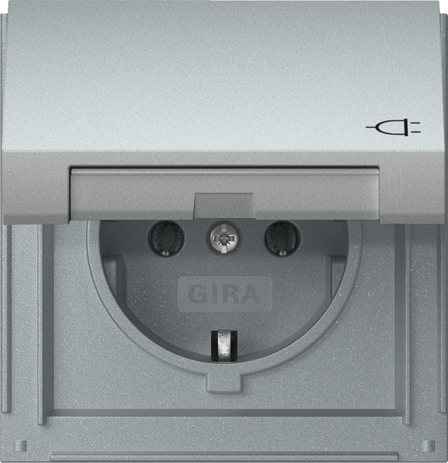 1St. Gira 445465 Steckdose 16A 250V mit Klappdeckel TX_44, Aluminium