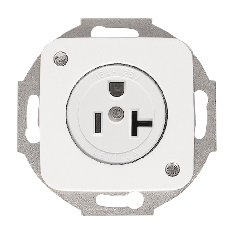 1St. Busch-Jaeger 3016 EUC-214-101 Busch-Nema Steckdosen-Einsatz mit Zentralscheibe, 2-polig (2 P + E), 20 A Alu-Druckgu...