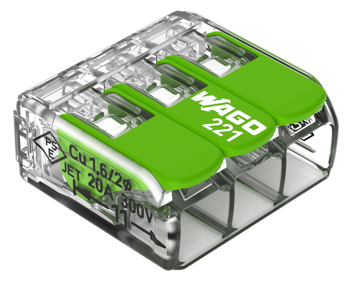 50St. Wago 221-423 Verbindungsklemme m Hebel Green