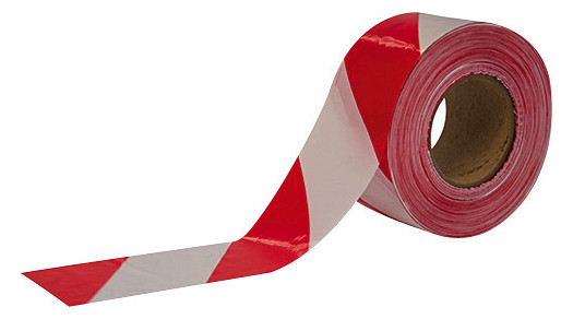 1St. Cimco 182780 Absperrband rot/weiss, 75 mm x 100 m