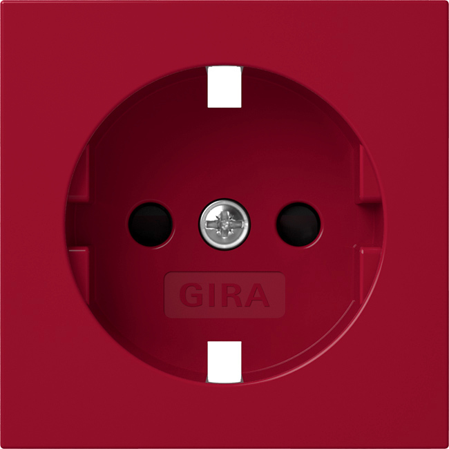 1St. Gira 4921108 Abdeckung für Steckdose 16A 250V mit Shutter mit roter Abdeckung und Aufdruck WSV, Rot glänzend