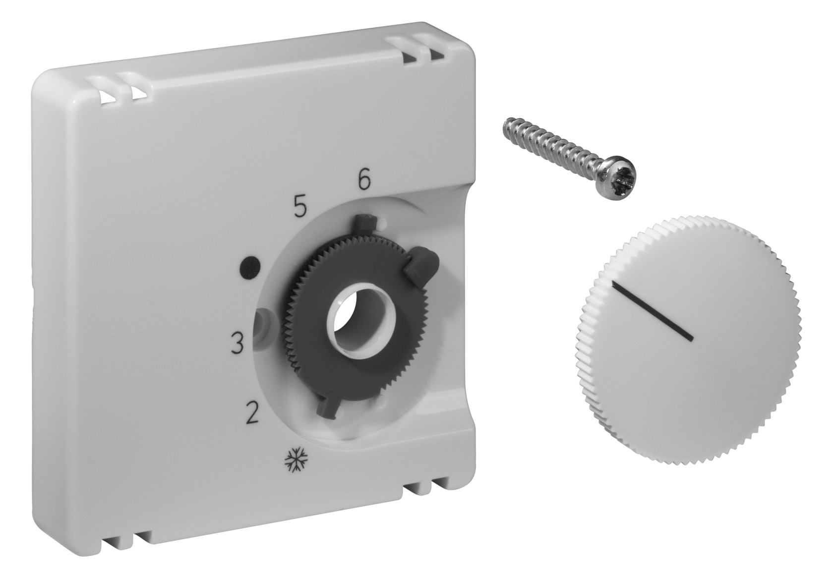 1St. ALRE-IT UN990055 Deckelset für Raumtemperaturregler RTBSU / FTR, 55x55, reinweiß (RAL9010), matt JZ-001.101