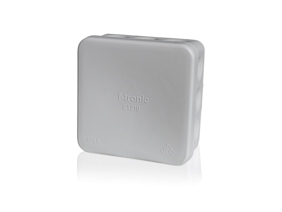 10St. F-Tronic E1210gr FR Abzweigkasten E1210, 80x80x37mm, IP55, gr/gr, o. Laschen,m. Durchstoßmembran 7340159