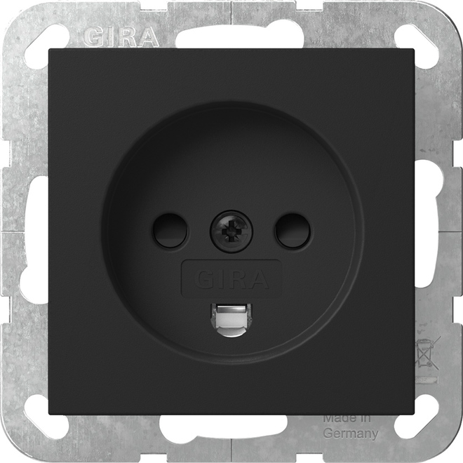 1St. Gira 4422005 Dänische Steckdose 16A 250V 107-2-D1, DK 1-1b mit Shutter, Schwarz matt