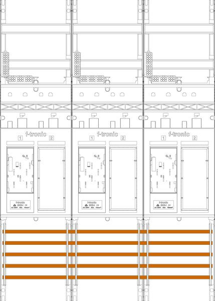 1St. F-Tronic ER36 Zählerfeld ER36, 3-feldrig, H=1050mm, 3-eHZ, 3 Res. 7141003