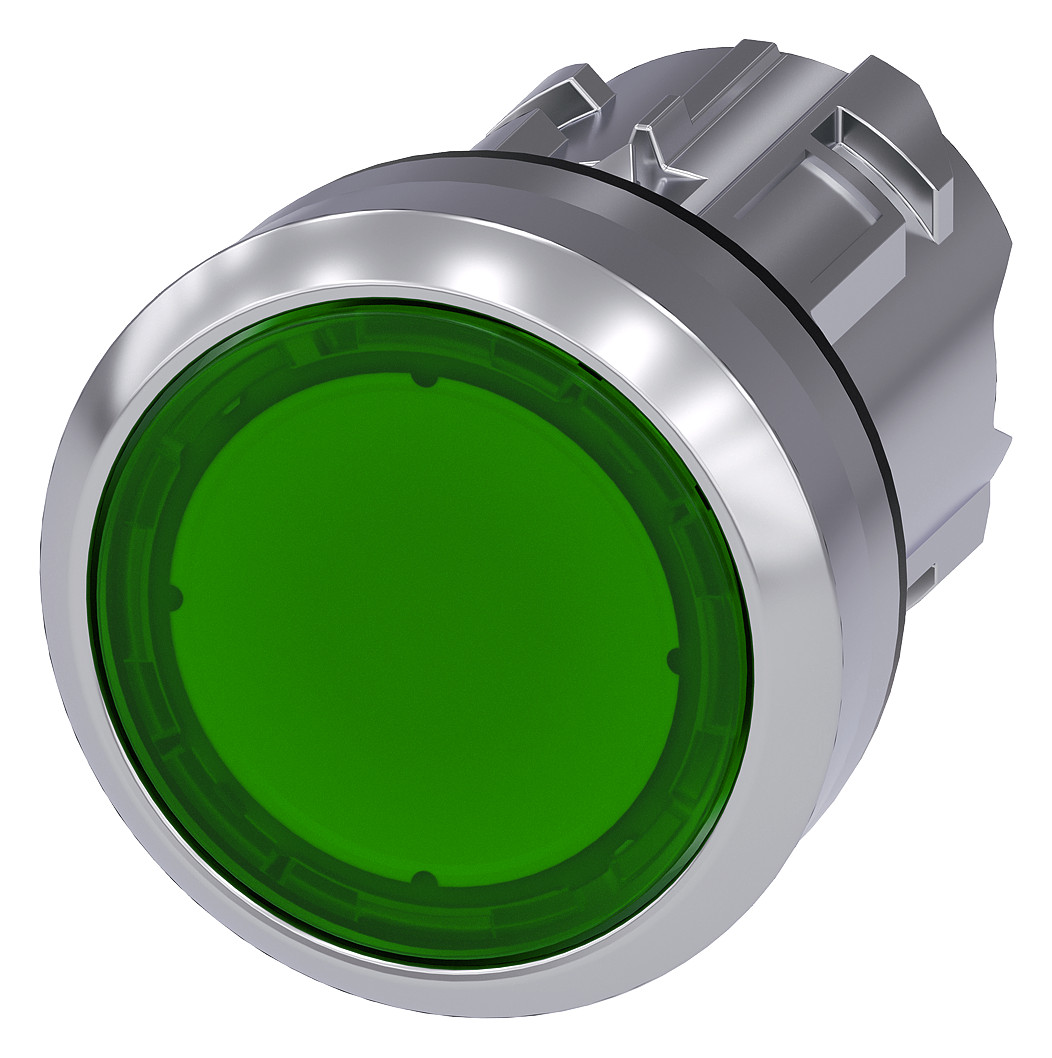 1St. Siemens 3SU1051-0AB40-0AA0 Drucktaster, beleuchtet, 22mm, rund, Met