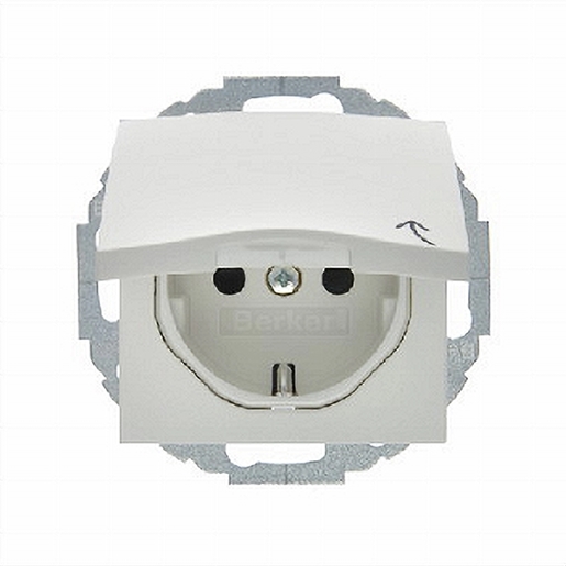 1St. Berker 47441909 Steckdose mit Klappdeckel u. erh Berührungsschutz S.1/B.3/B.7 polarweiß matt