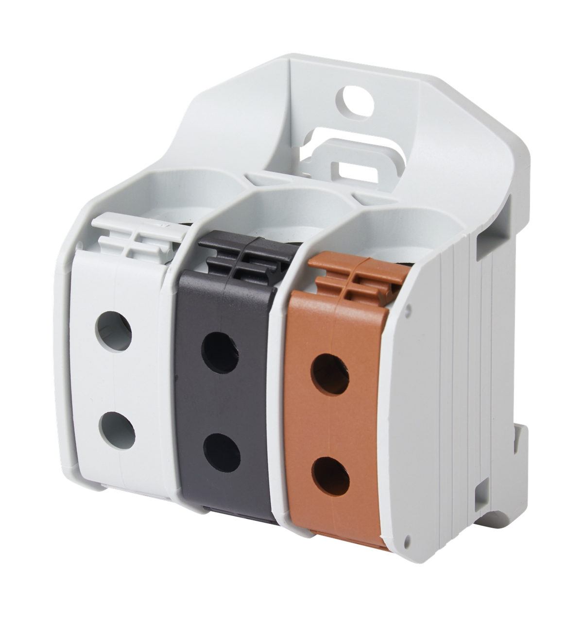 3St. F-Tronic RKA3p50brswgr Reihenklemme 50mm², 3polig, braun, schwarz, grau, CU/AL, RKA3p50brswgr 7730069