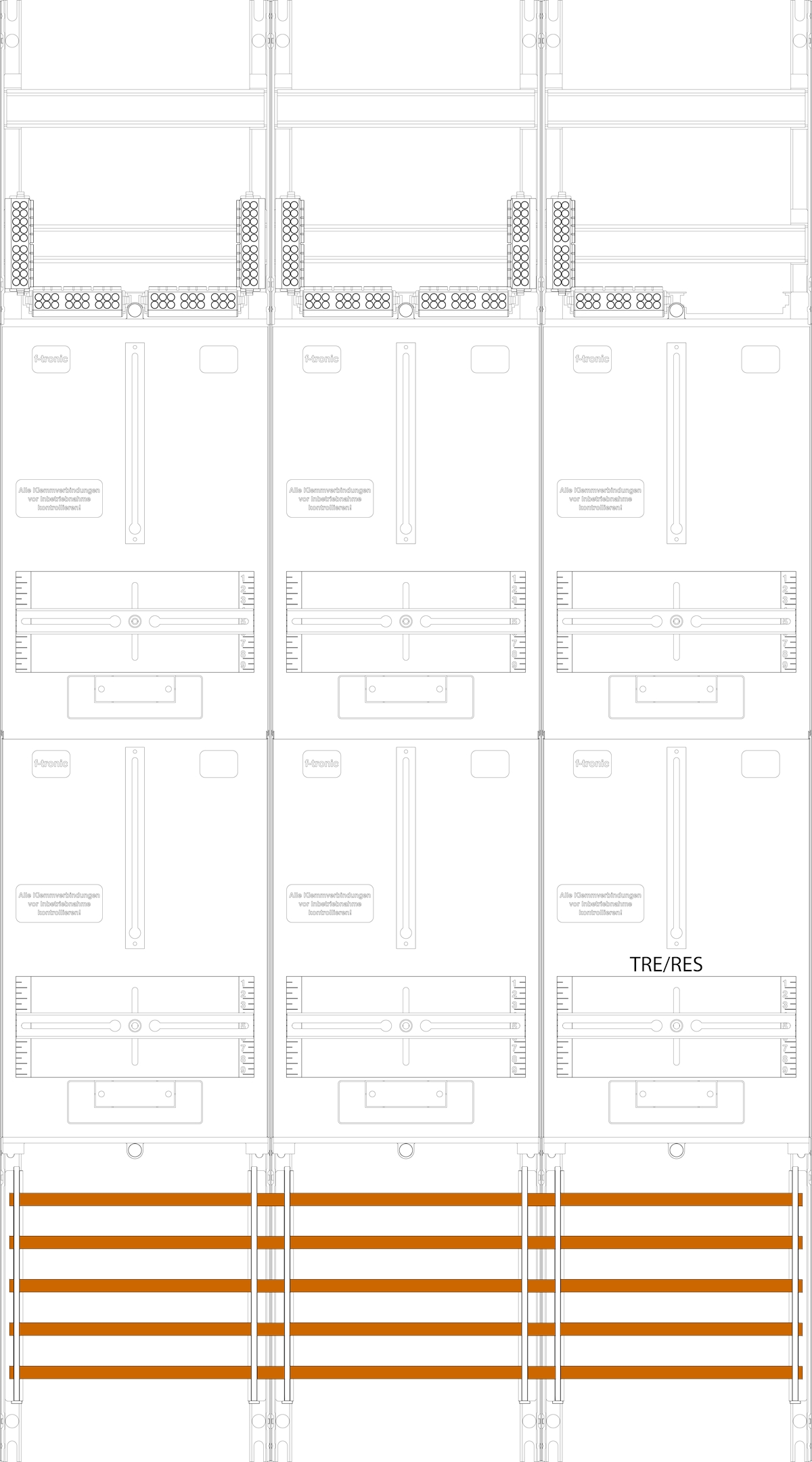 1St. F-Tronic Z216ZR6 Zählerfeld Z216ZR6, 3-feldrig, H=1350mm, 5-3.HZ, 1 TRE 7143311