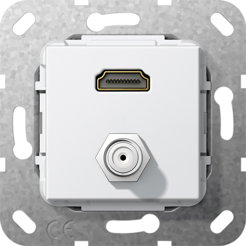 1St. Gira 567503 HDMI SAT-F-Buchse Kpl. Einsatz Reinweiß