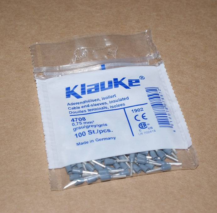 100St. Klauke 47012 Aderendhülsen DIN 46228 Teil 4 isoliert 0, 75qmm 12mm lang Cu galvanisch verzinnt 470/12