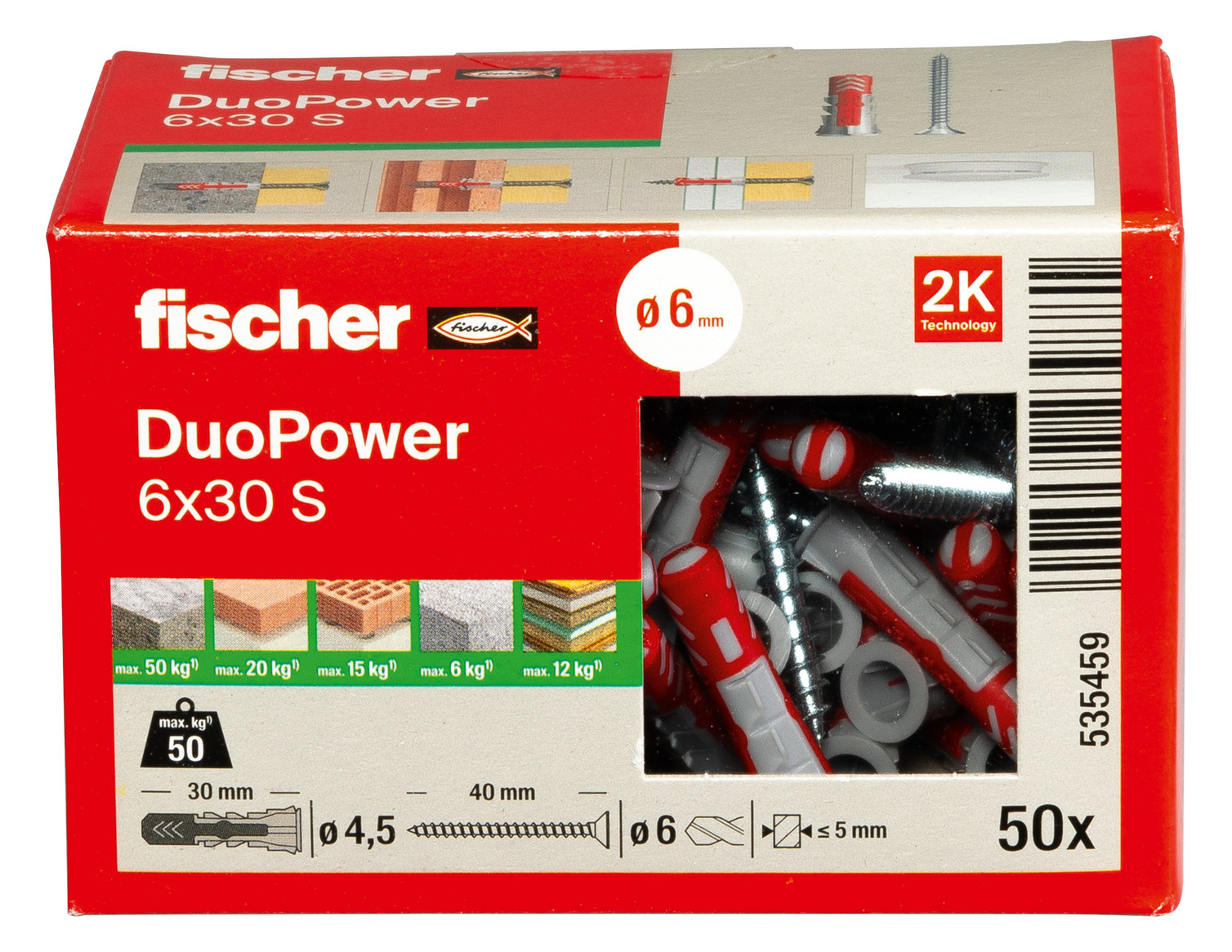 100St. FISCHER 535459 DuoPower 6x30 S LD 100St. Fischer 535459 DuoPower 6x30 S LD