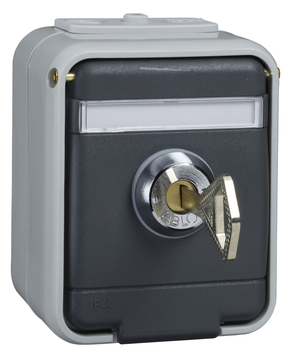 1St. Elso 455029 Steckdose Schriftfeld gl abschließbar 16A AquaTop Schraubklemme licht/basaltgrau