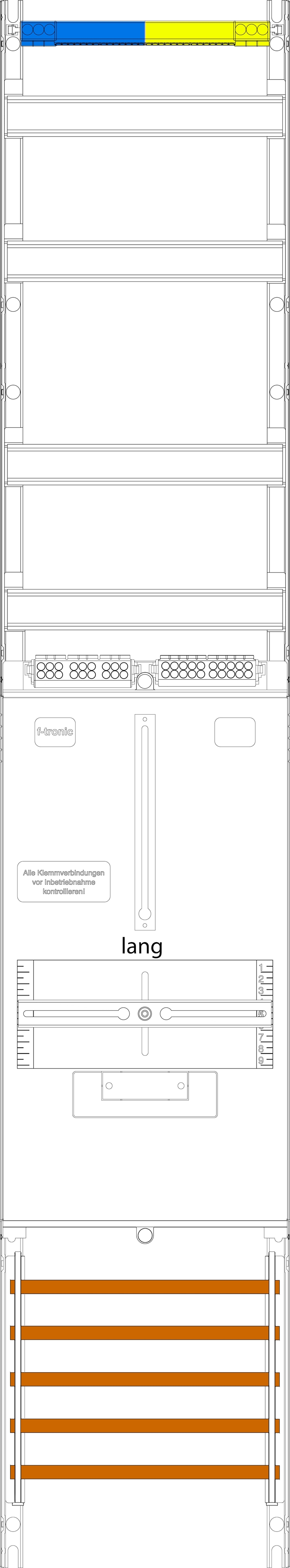 1St. F-Tronic VZ6L Zählerfeld VZ6L, 1-feldrig, H=1350mm, 1-3.HZ lange Kabel, Vert. 2r 7143301