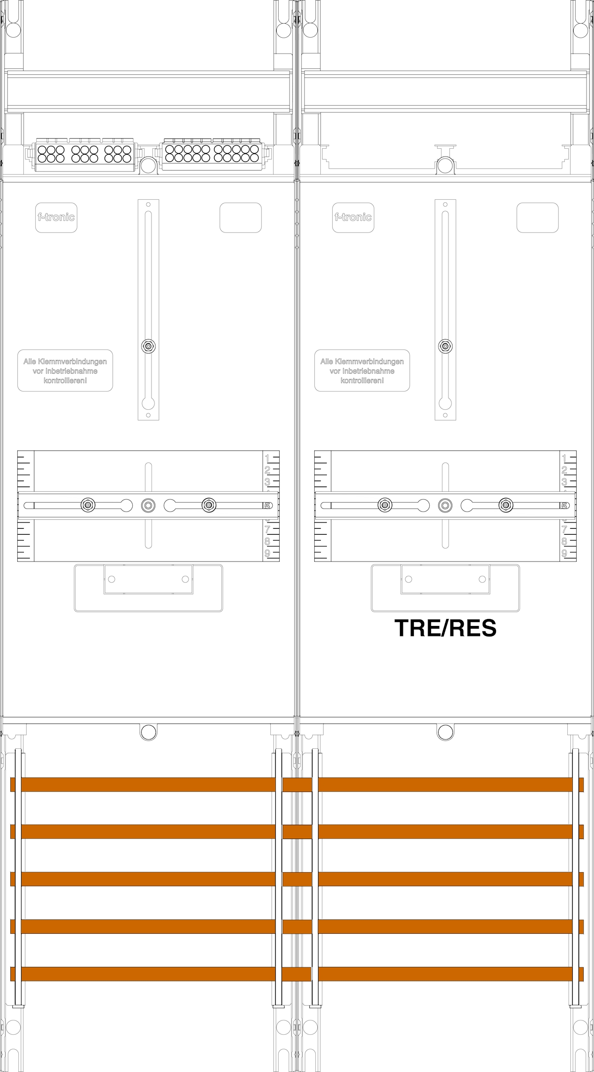 1St. F-Tronic Z14R14 Zählerfeld Z14R14, 2-feldrig, H=900mm, 1-3.HZ, 1 Res. 7140171