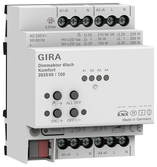 1St. Gira 202500 Dimmaktor 4f REG Kmf KNX Secure 1St. Gira 202500 Dimmaktor 4f REG Kmf KNX Secure