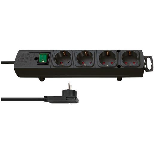 1St. Brennenstuhl 1153100100 Comfort-Line Plus Steckdosenleiste mit Flachstecker 4-fach schwarz 2m H05VV-F