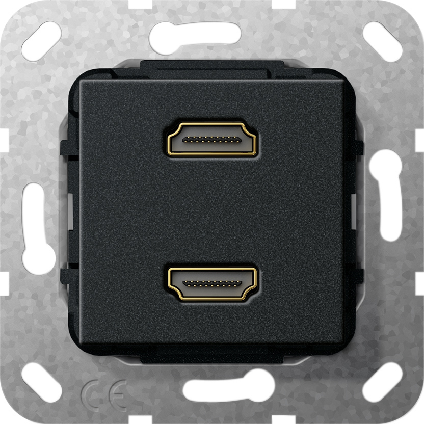 1St. Gira 567110 HDMI 2fach Kpl. Einsatz Schwarz m