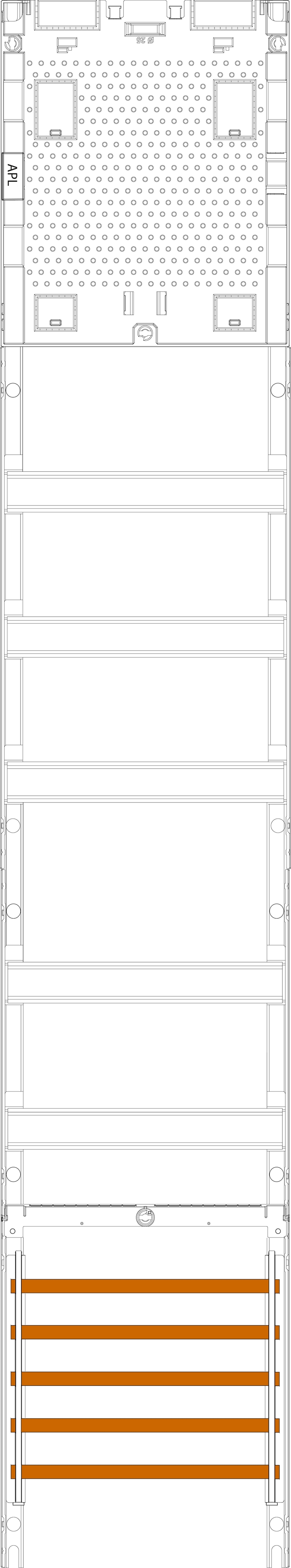 1St. F-Tronic 9RFZAPZS Verteilerfeld 9RFZAPZS, H=1350mm, 1-feldrig, 5-reihig, APZ-Platz inkl. APL,SaS 5-pol. 7143644
