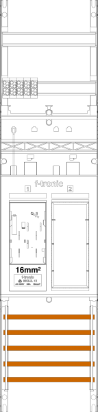 1St. F-Tronic ER6DS-16L Zählerfeld ER6DS-16L,1-feldrig, H=1050mm, 1-eHZ 16mm² lange, Kabel mit DS, 1 Res. 7141155