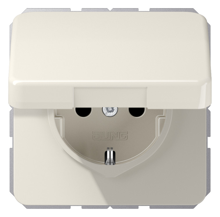 1St. Jung CD1520BFKIKL Steckdose 16A 250V Berührungsschutz Klappdeckel bruchsicher CD 1520 BFKIKL, cremeweiß glän